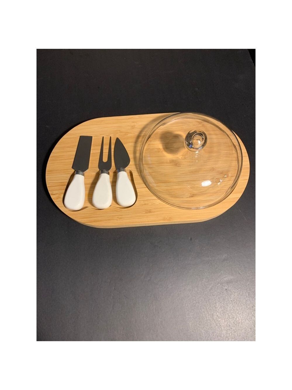 Serveware Cheese Board Set with glass Dome and utensils
